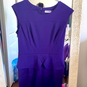 Calvin Klein Purple Sheath Dress w/ fitted peplum